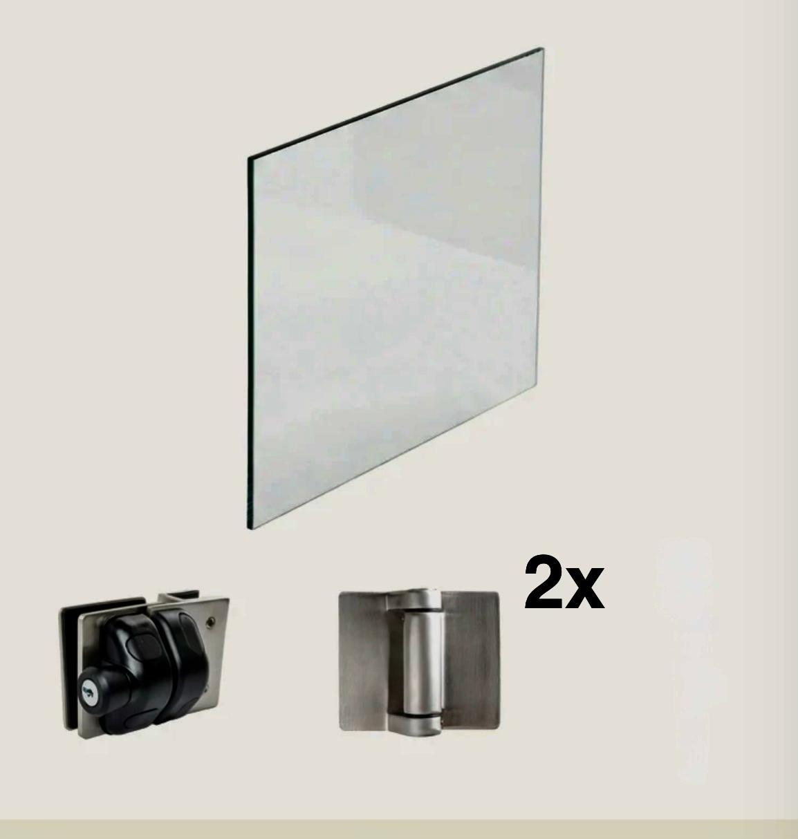 Ensemble de porte de verre - Loquet avec serrure (clé)
