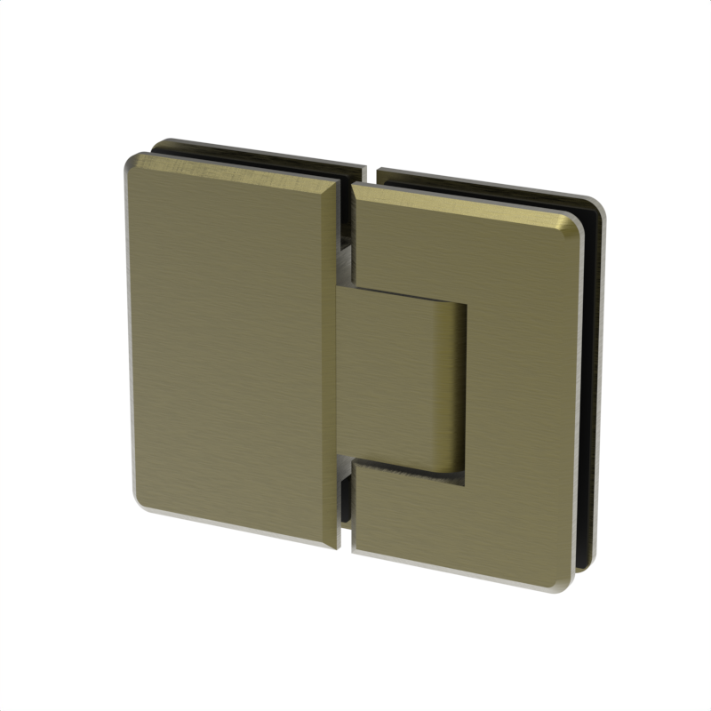 Charnière de douche biseautée, verre à verre 180° — Laiton antique (image d'illustration)