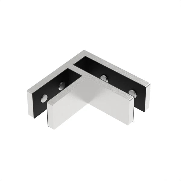 Attache 90° inégale mince — HS90F verre-à-verre