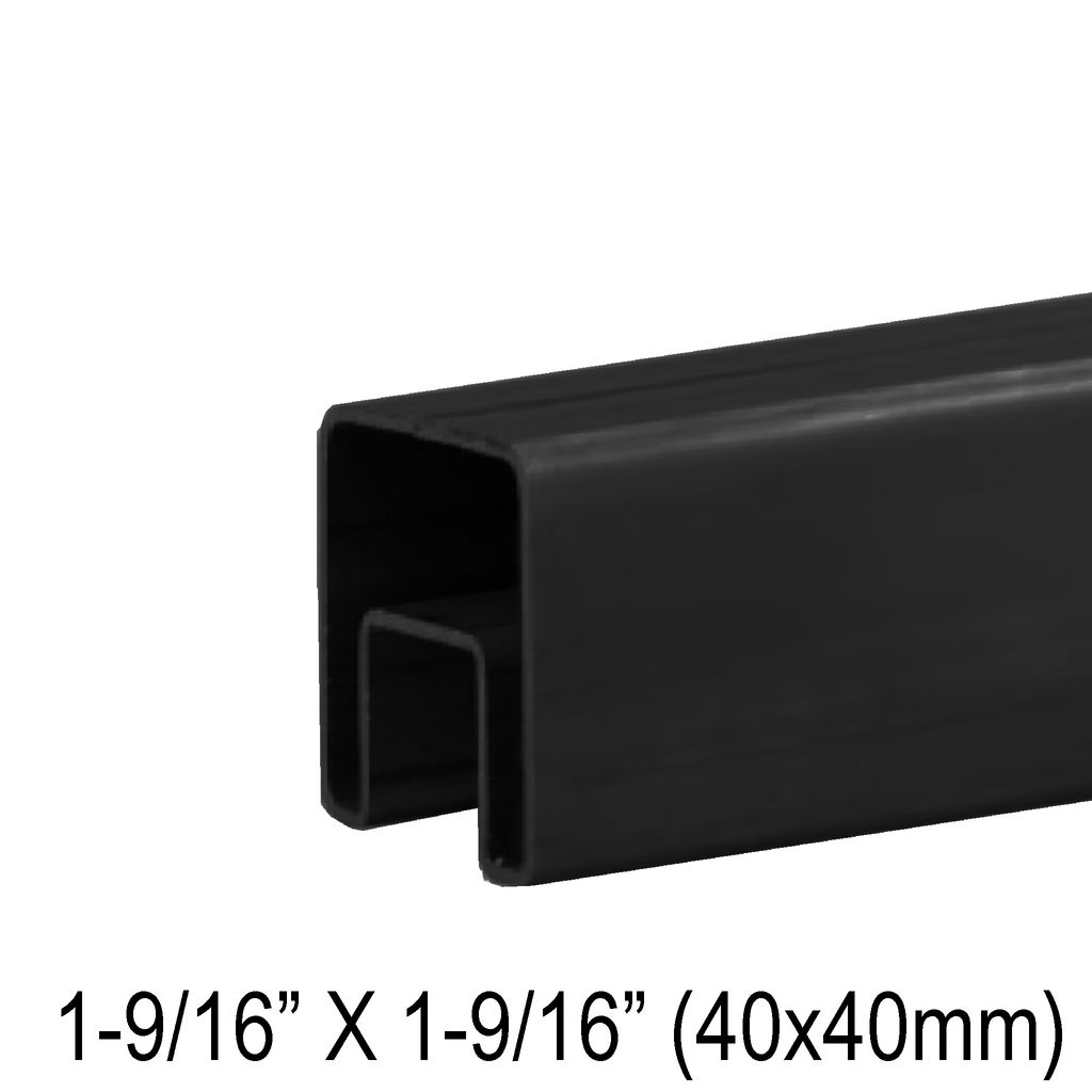 Caprail carré 40 mm pour dessus de verre, inox 316 — 19 pi — fini noir