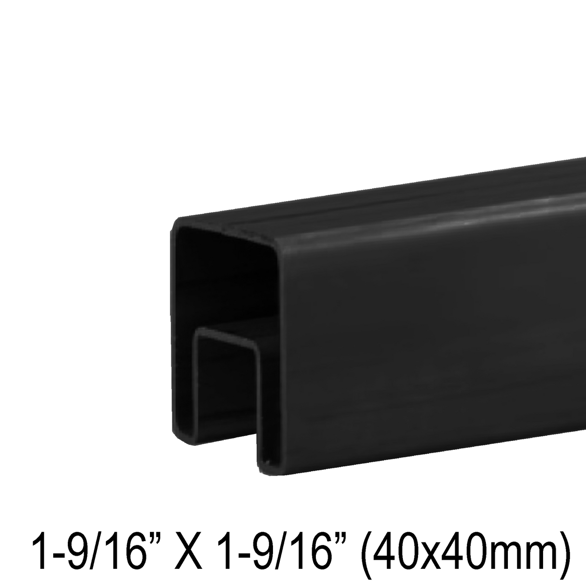 Caprail carré 40 mm pour dessus de verre, inox 316 — 19 pi — fini noir