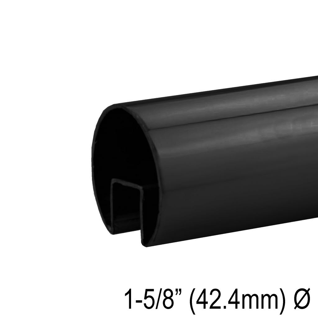 Caprail rond 42,4 mm pour dessus de verre, inox 316 — 19 pi — fini noir