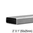 Main courante rectangulaire 2 × 1 po, inox 316 — 19 pi — fini argent