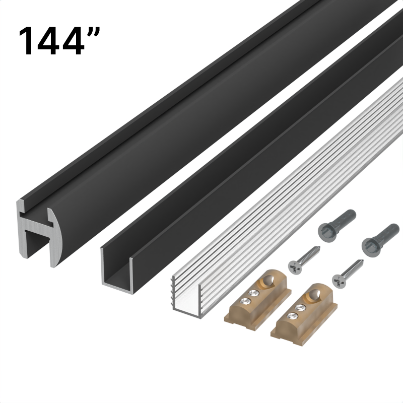 Kit de profilé en U pour douche (header), 144 po — Noir mat (image d'illustration)