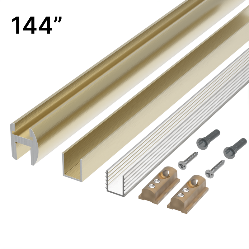 Kit de profilé en U pour douche (header), 144 po — Laiton satiné (image d'illustration)