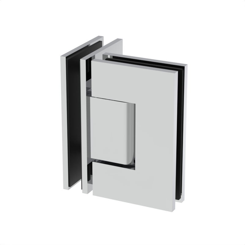 Charnière de douche carrée, verre à verre 90° — Chrome (image d'illustration)