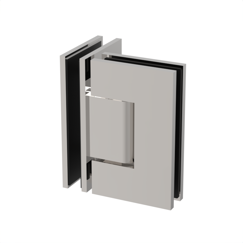 Charnière de douche carrée, verre à verre 90° — Nickel poli (image d'illustration)