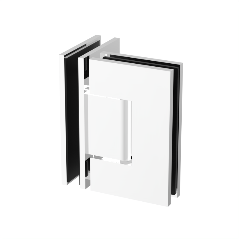 Charnière de douche carrée, verre à verre 90° — Blanc (image d'illustration)
