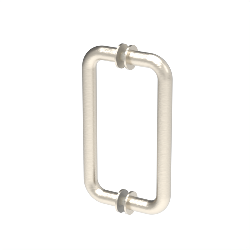 Poignée de porte de douche tubulaire, 8 × 8 po — Nickel brossé (image d'illustration)