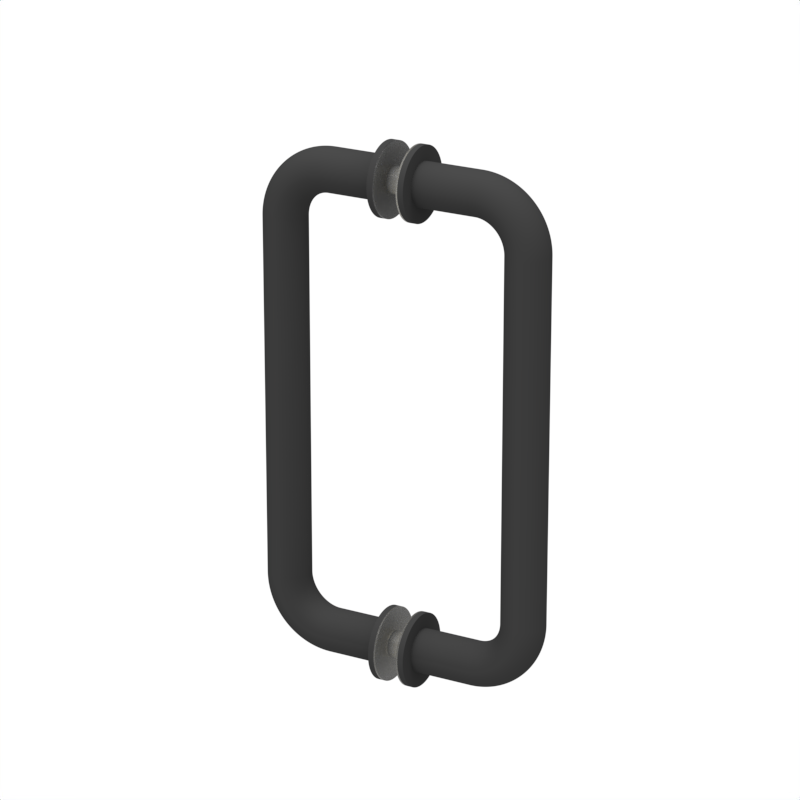 Poignée de porte de douche tubulaire, 8 × 8 po — Noir mat (image d'illustration)