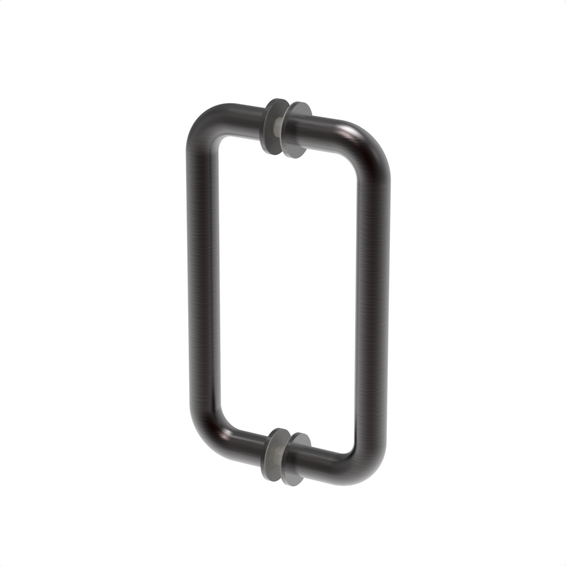 Poignée de porte de douche tubulaire, 8 × 8 po — Bronze huilé (image d'illustration)