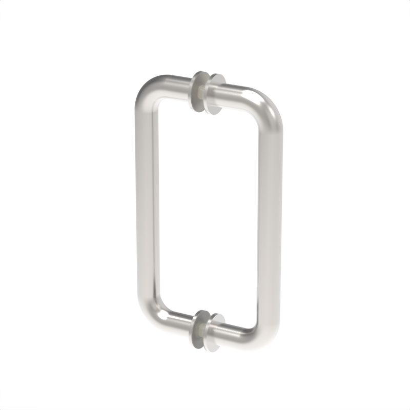 Poignée de porte de douche tubulaire, 8 × 8 po — Nickel poli (image d'illustration)