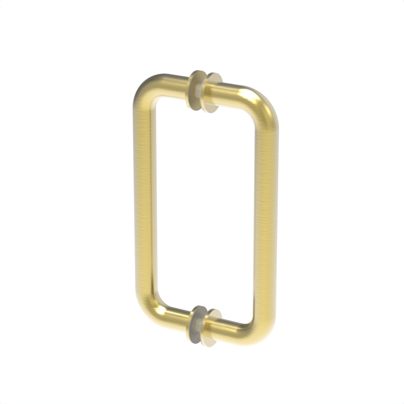 Poignée de porte de douche tubulaire, 8 × 8 po — Laiton satiné (image d'illustration)