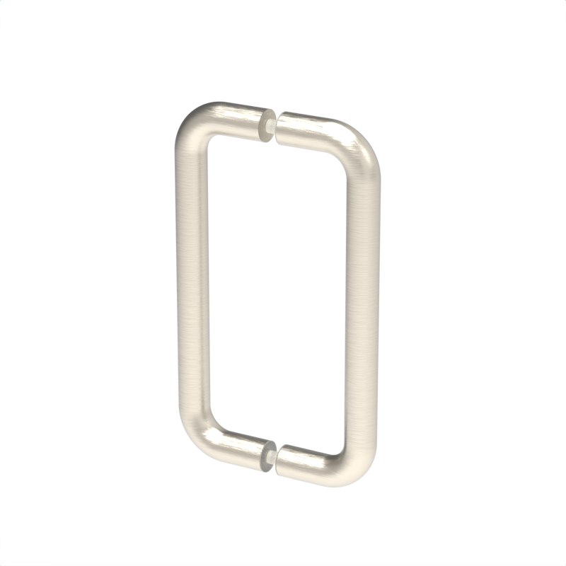 Poignée de porte de douche tubulaire épurée, 8 × 8 po — Nickel brossé (image d'illustration)