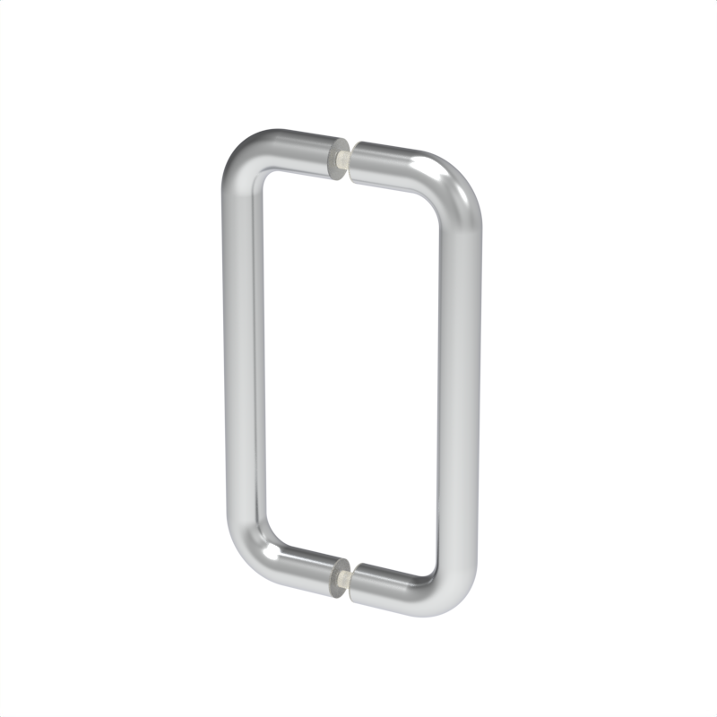 Poignée de porte de douche tubulaire épurée, 8 × 8 po — Chrome (image d'illustration)