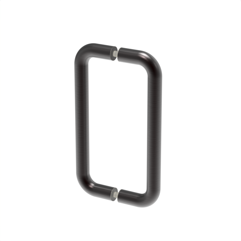 Poignée de porte de douche tubulaire épurée, 8 × 8 po — Bronze huilé (image d'illustration)