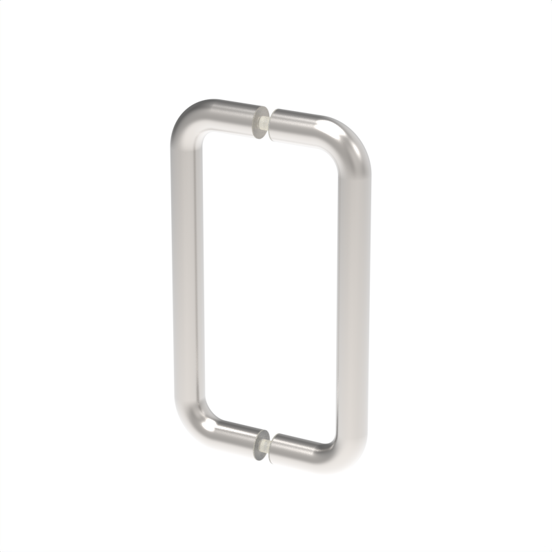 Poignée de porte de douche tubulaire épurée, 8 × 8 po — Nickel poli (image d'illustration)