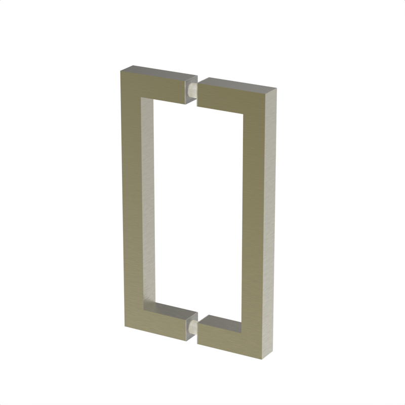 Poignée de porte de douche carrée, 8 × 8 po — Laiton antique (image d'illustration)