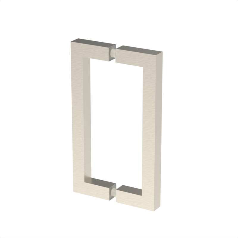 Poignée de porte de douche carrée, 8 × 8 po — Nickel brossé (image d'illustration)