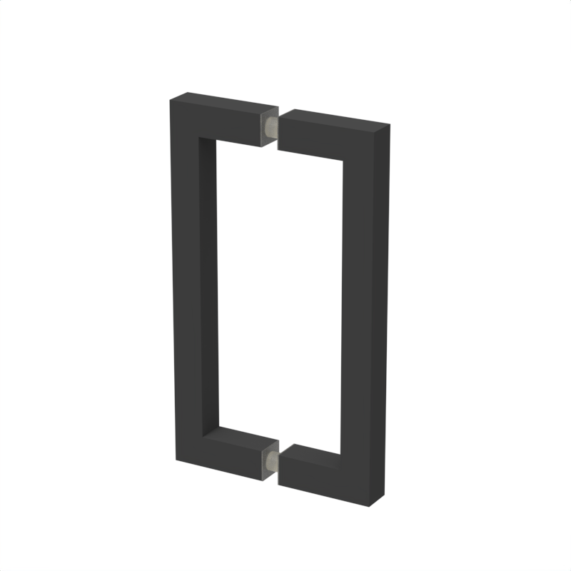 Poignée de porte de douche carrée, 8 × 8 po — Noir mat (image d'illustration)