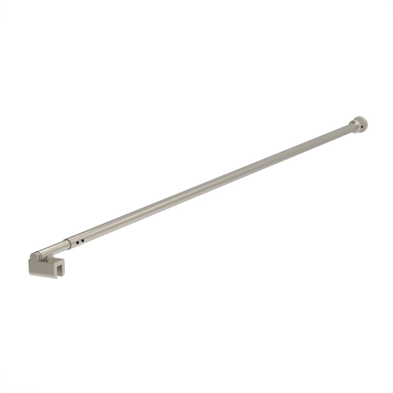 Barre de support de douche réglable, mur à verre — Nickel brossé (image d'illustration)