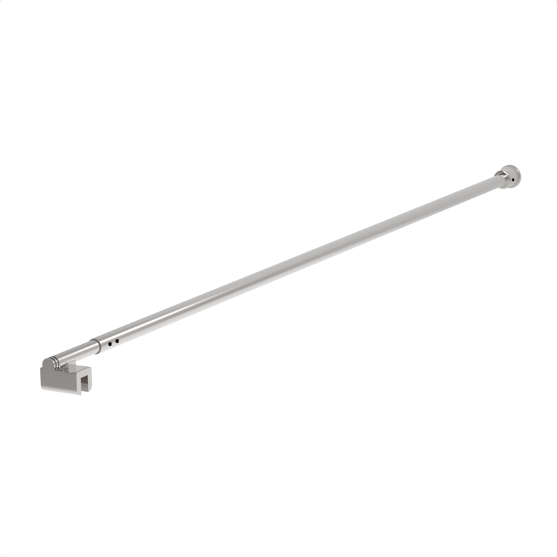 Barre de support de douche réglable, mur à verre — Nickel poli (image d'illustration)