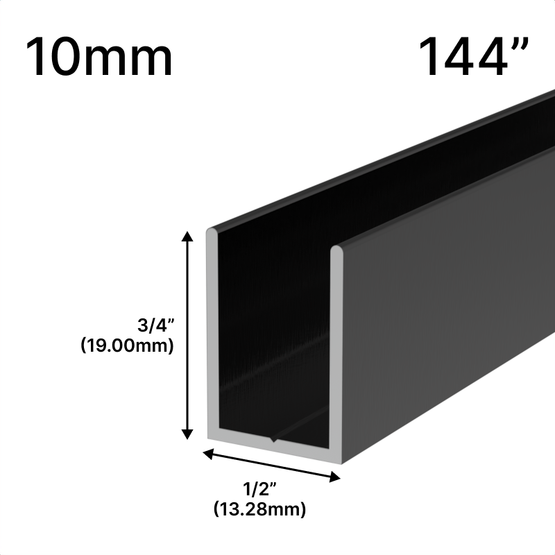 Profilé en U pour douche, verre 10 mm (144 po) — Bronze huilé (image d'illustration)