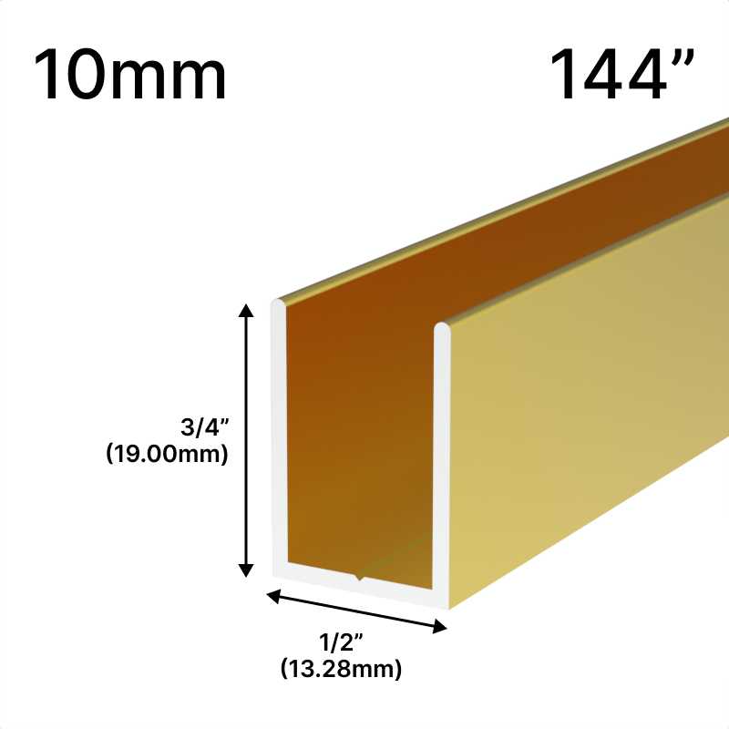 Profilé en U pour douche, verre 10 mm (144 po) — Or (image d'illustration)