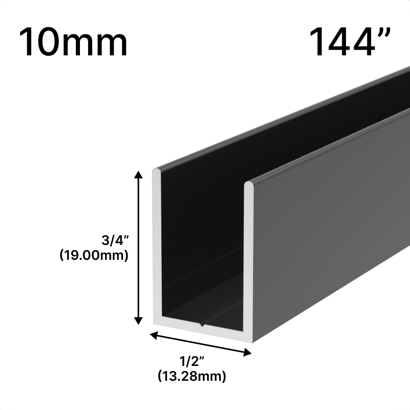 Profilé en U pour douche, verre 10 mm (144 po) — Gris anthracite (image d'illustration)