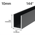 Profilé en U pour douche, verre 10 mm (144 po) — Gris anthracite (image d'illustration)