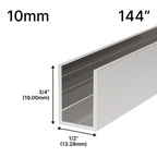 Profilé en U pour douche, verre 10 mm (144 po) — Nickel poli (image d'illustration)