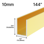 Profilé en U pour douche, verre 10 mm (144 po) — Laiton satiné (image d'illustration)