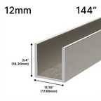 Profilé en U pour douche, verre 12 mm (144 po) — Bronze brossé (image d'illustration)