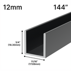 Profilé en U pour douche, verre 12 mm (144 po) — Gris anthracite (image d'illustration)