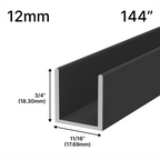 Profilé en U pour douche, verre 12 mm (144 po) — Noir mat (image d'illustration)