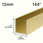 Profilé en U pour douche, verre 12 mm (144 po) — Laiton satiné (image d'illustration)
