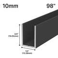 Profilé en U pour douche, verre 10 mm, 98 po — Noir mat