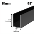 Profilé en U pour douche, verre 10 mm, 98 po — Bronze huilé