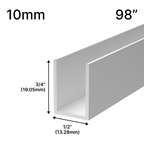 Profilé en U pour douche, verre 10 mm, 98 po — Blanc