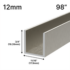 Profilé en U pour douche, verre 12 mm, 98 po — Bronze brossé