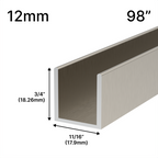 Profilé en U pour douche, verre 12 mm, 98 po — Nickel brossé