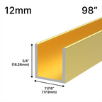 Profilé en U pour douche, verre 12 mm, 98 po — Or