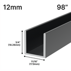 Profilé en U pour douche, verre 12 mm, 98 po — Gris anthracite