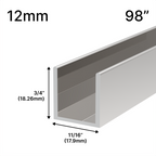 Profilé en U pour douche, verre 12 mm, 98 po — Nickel poli