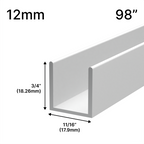 Profilé en U pour douche, verre 12 mm, 98 po — Blanc