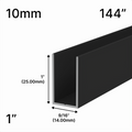 Profilé en U haut pour douche, verre 10 mm, 144 po (hauteur 1 po) — Noir mat