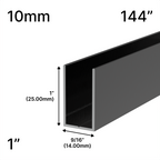 Profilé en U haut pour douche, verre 10 mm, 144 po (hauteur 1 po) — Bronze huilé