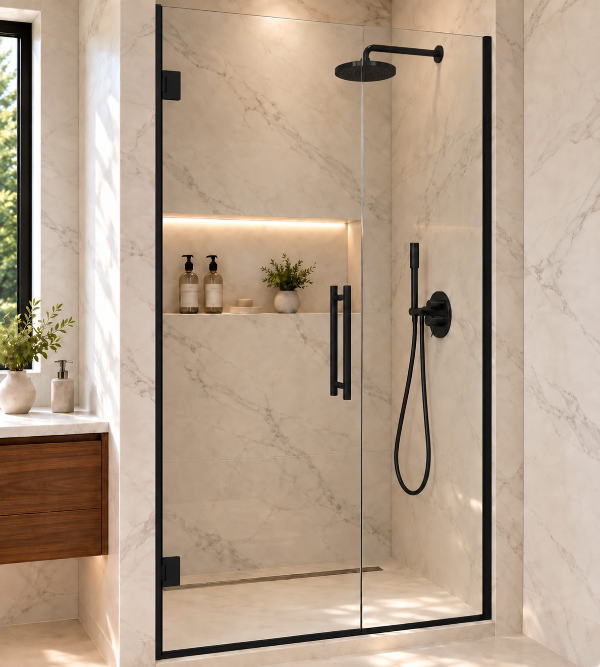 Porte de douche 10 mm clair, 79 po (image d'illustration)