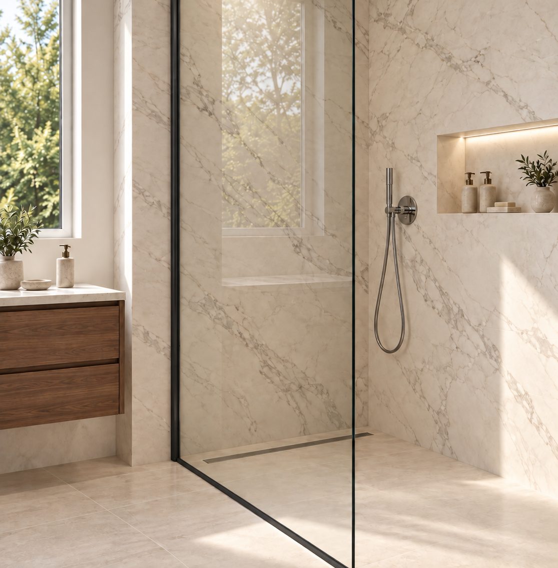 Douche italienne en verre 12 mm (image d'illustration)