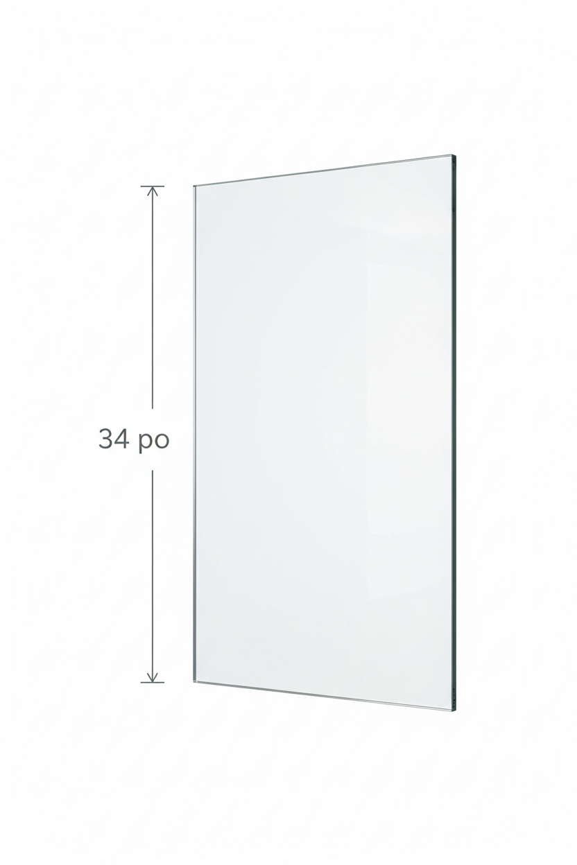 Panneau de verre trempé clair 12 mm — Hauteur 34"